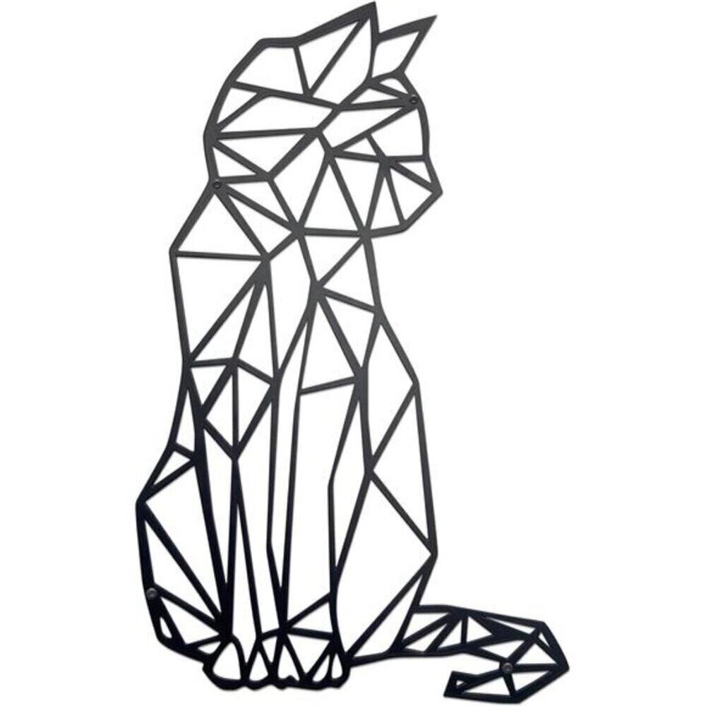 Geometric Black Cat Wall Art Metal Sculpture Home Décor Animal Wall